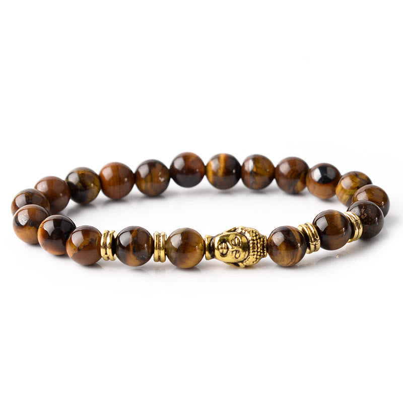 Product 1028: Blue Green Red Tiger Eye Buddha Bracelet