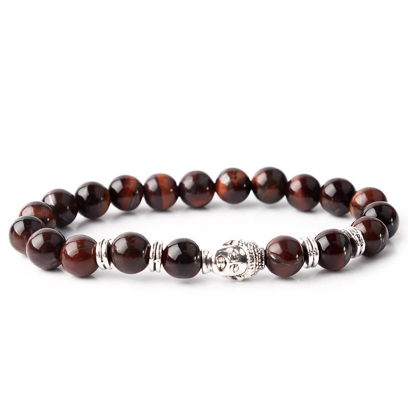 Product 1028: Blue Green Red Tiger Eye Buddha Bracelet