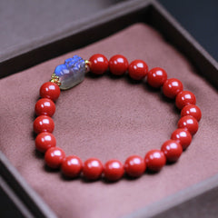 Cinnabar Moonstone PiXiu Bracelet – Red cinnabar moonstone PiXiu in box, spiritual gift set