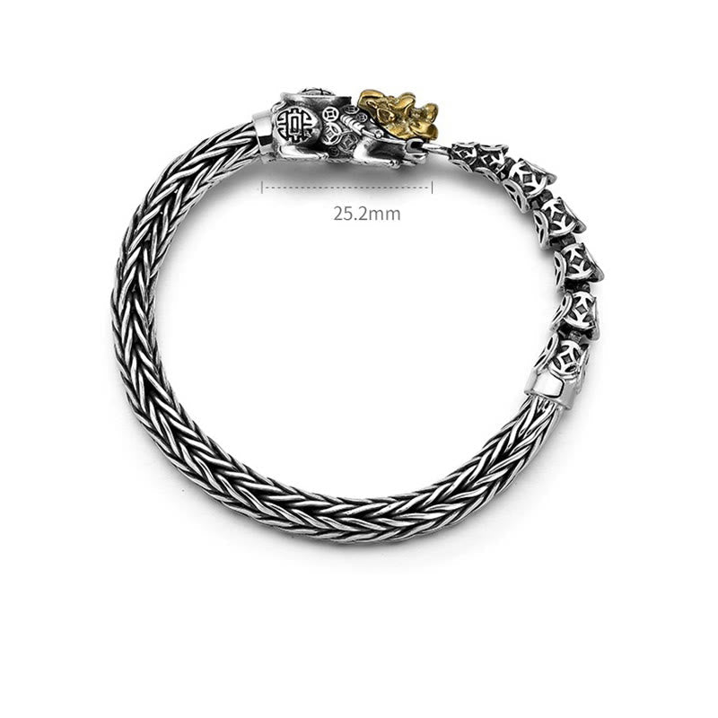 Sterling Silver PiXiu Coins Bracelet – Silver bracelet size marking 25.2mm white, product detail