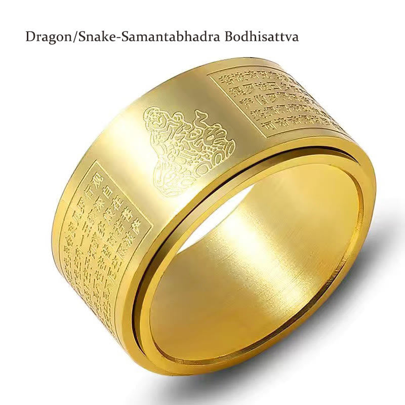 Chinese Zodiac Natal Buddha Heart Sutra Ring – Worn on finger showing comfortable fit, spiritual jewelry Image principale du produit