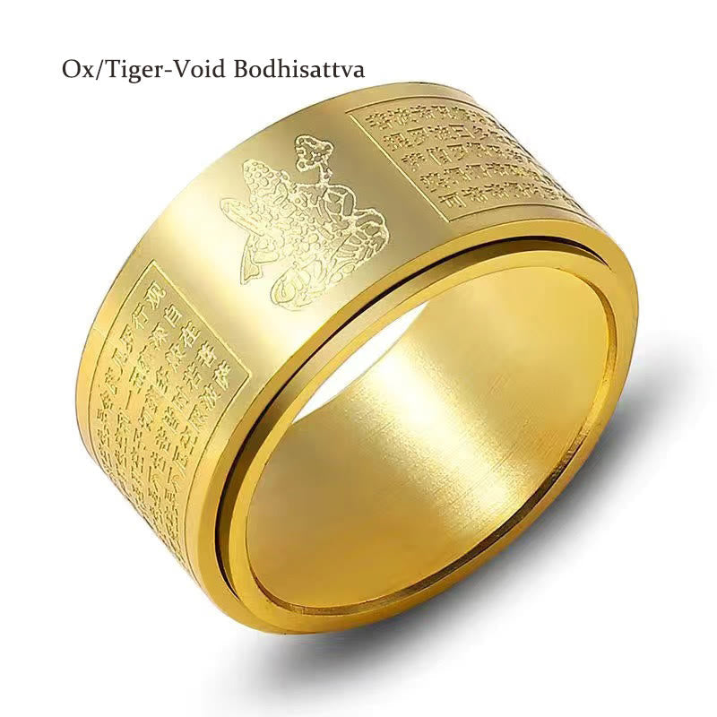 Chinese Zodiac Natal Buddha Heart Sutra Ring – Inner ring engraving detail, hidden blessing inscription