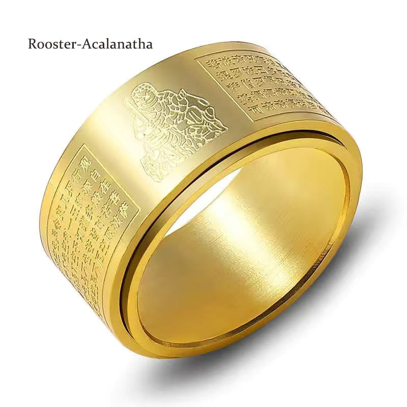 Chinese Zodiac Natal Buddha Heart Sutra Ring – Sutra text translated meaning card, educational insert