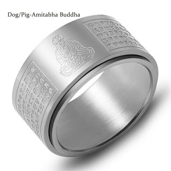 Bague Sutra du Cœur du Bouddha Natal du Zodiaque Chinois