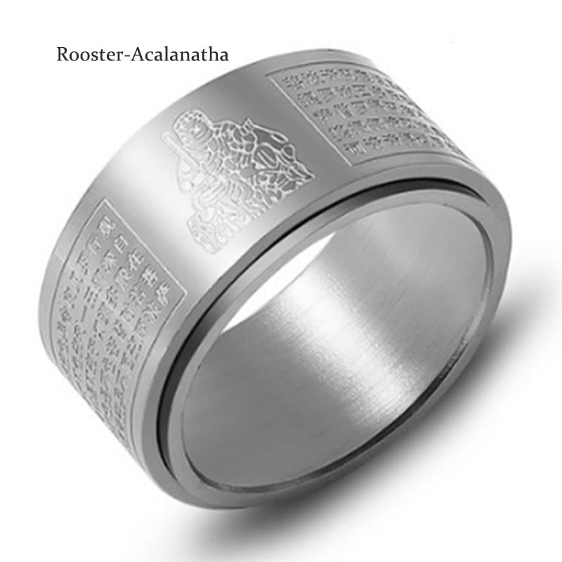 Bague Sutra du Cœur du Bouddha Natal du Zodiaque Chinois