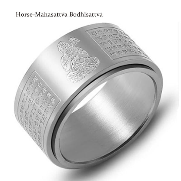 Bague Sutra du Cœur du Bouddha Natal du Zodiaque Chinois