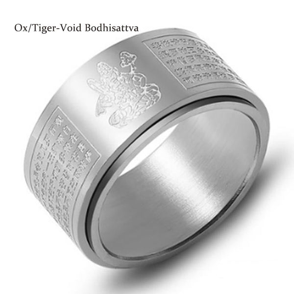 Bague Sutra du Cœur du Bouddha Natal du Zodiaque Chinois