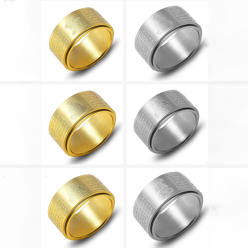 Bague Sutra du Cœur du Bouddha Natal du Zodiaque Chinois