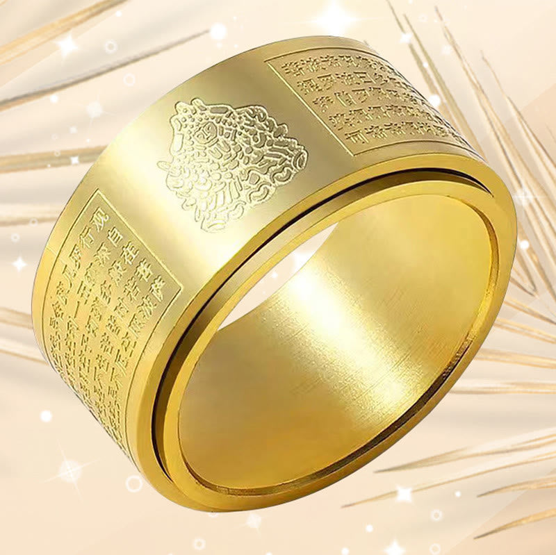 Chinese Zodiac Natal Buddha Heart Sutra Ring – Water droplet on ring surface, purity symbol, clean design