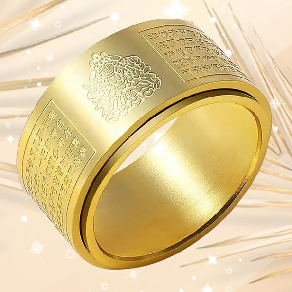 Chinese Zodiac Natal Buddha Heart Sutra Ring – Water droplet on ring surface, purity symbol, clean design