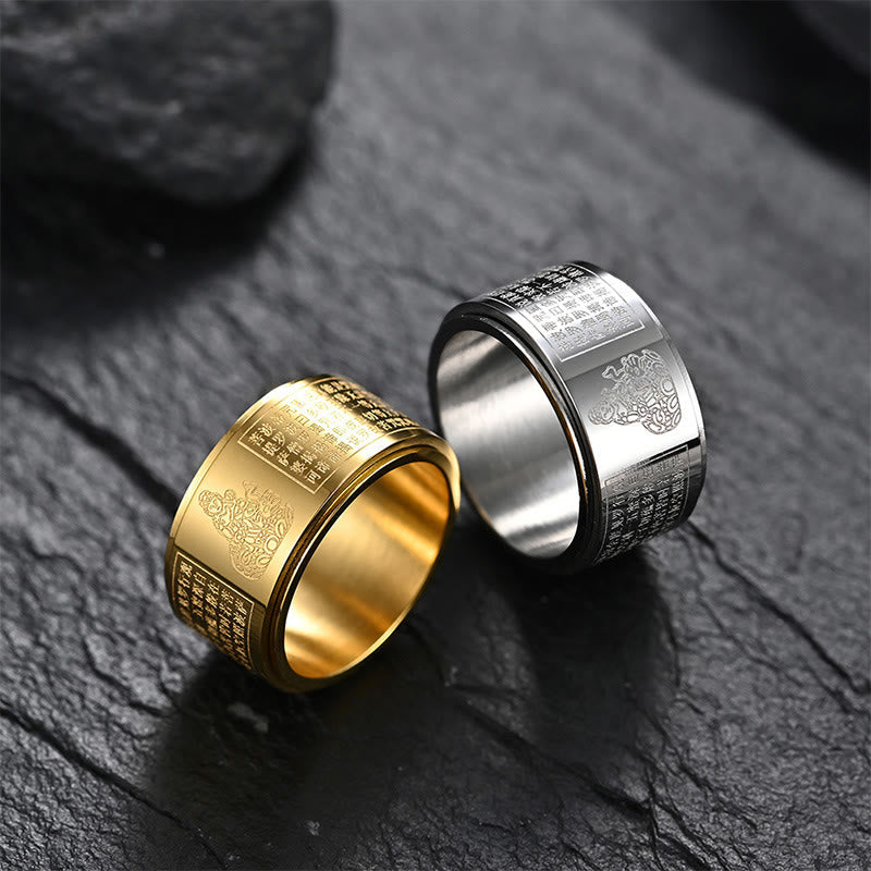 Bague Sutra du Cœur du Bouddha Natal du Zodiaque Chinois