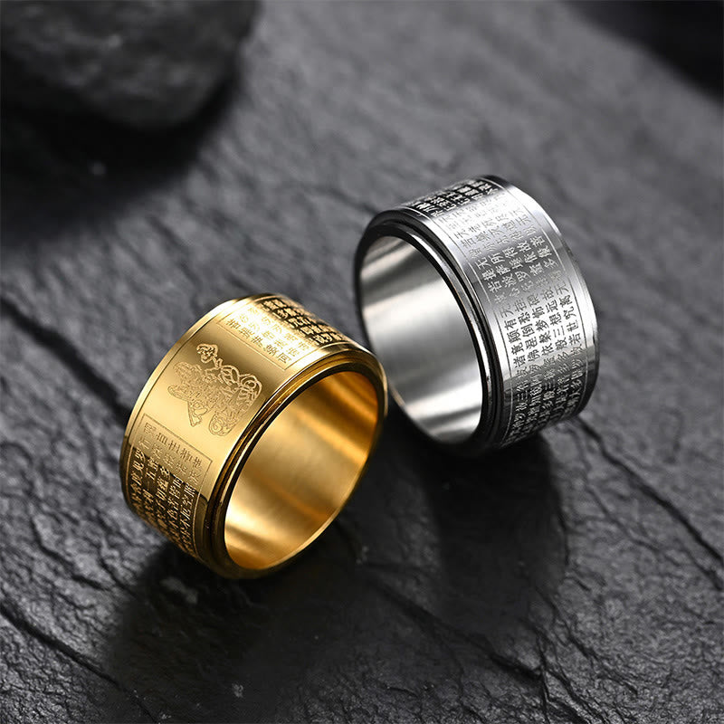 Bague Sutra du Cœur du Bouddha Natal du Zodiaque Chinois