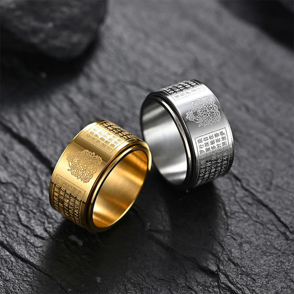 Bague Sutra du Cœur du Bouddha Natal du Zodiaque Chinois