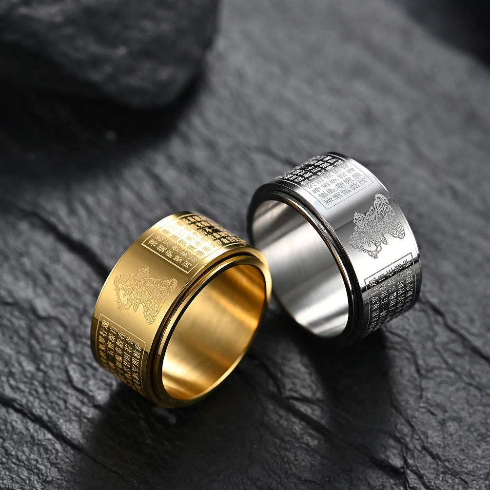 Bague Sutra du Cœur du Bouddha Natal du Zodiaque Chinois