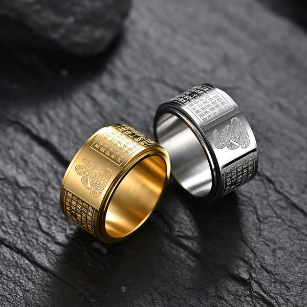 Bague Sutra du Cœur du Bouddha Natal du Zodiaque Chinois