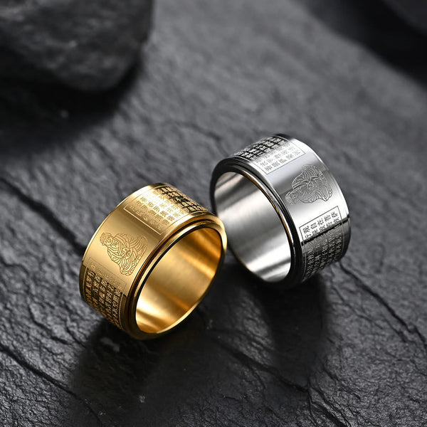 Bague Sutra du Cœur du Bouddha Natal du Zodiaque Chinois