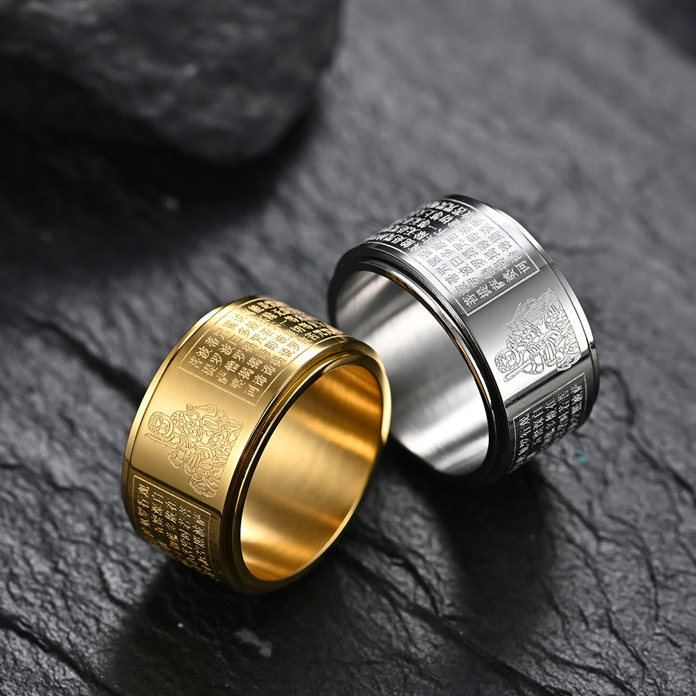 Bague Sutra du Cœur du Bouddha Natal du Zodiaque Chinois