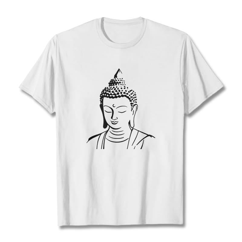 Buddha Head Cotton T-Shirt – Back view showing plain cotton fabric, clean simple silhouette