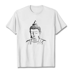 Buddha Head Cotton T-Shirt – Back view showing plain cotton fabric, clean simple silhouette