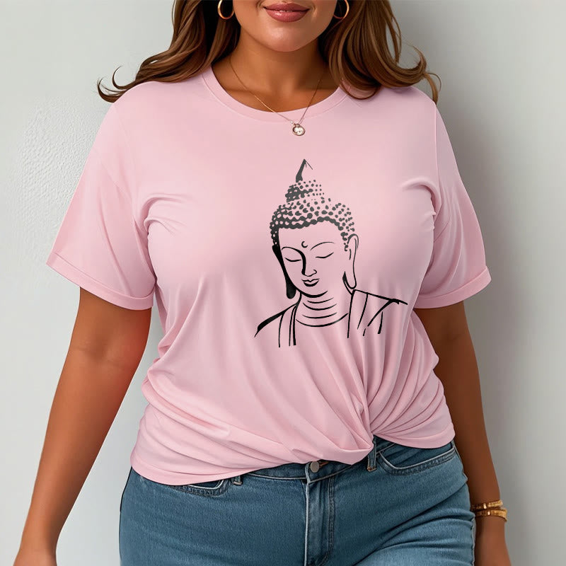 Buddha Head Cotton T-Shirt – Aerial flat lay with sunglasses and watch, curated fashion flatlay