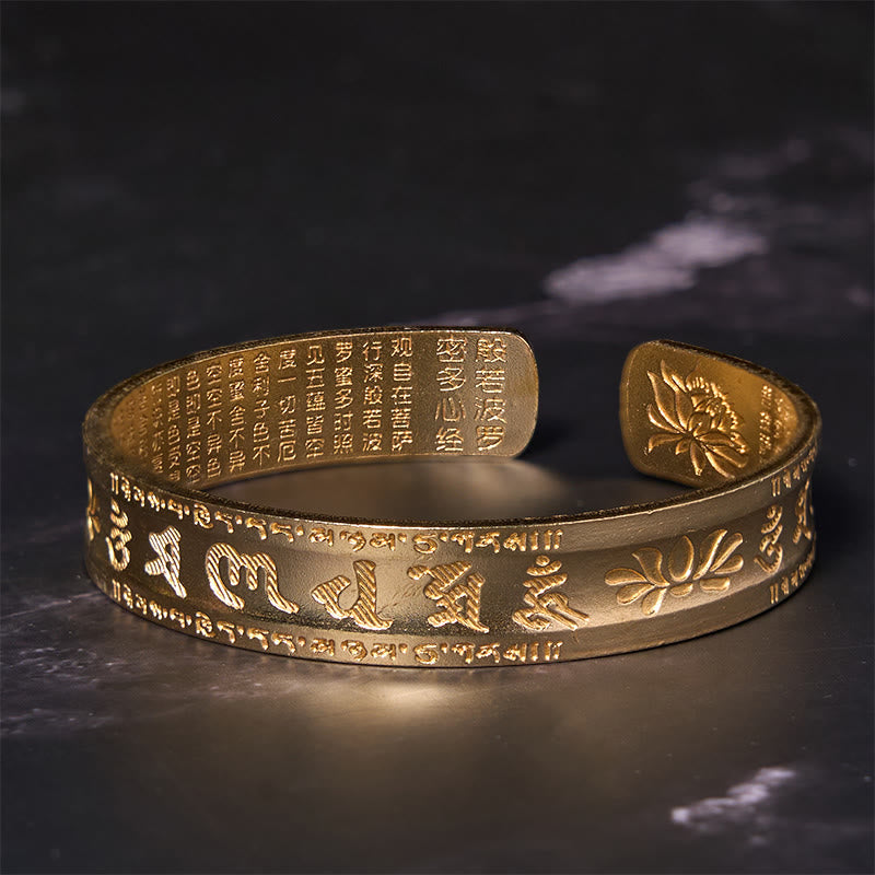 Om Mani Padme Hum Cuff Bracelet - Tibetan exterior and Chinese sutra interior, harmonious