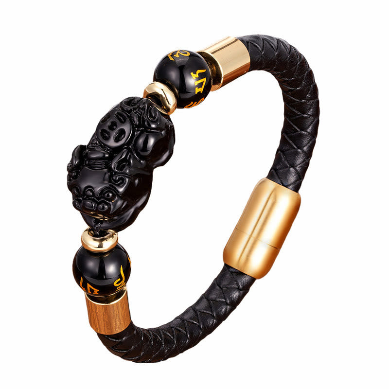 Tiger Eye Onyx Agate PiXiu Copper Coin Leather Bracelet – Agate / 16-18cm, image 7, healing bracelet