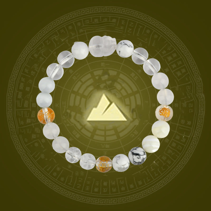 Five Elements Crystal Agate PiXiu Wealth Bracelet – Gold(Wrist Circumference: 14-16cm) / 12mm, image 2, healing bracelet