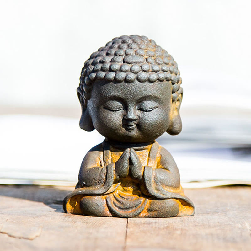 Meditating Buddha Statue – Group display with incense holder, cohesive altar arrangement, spiritual practice
