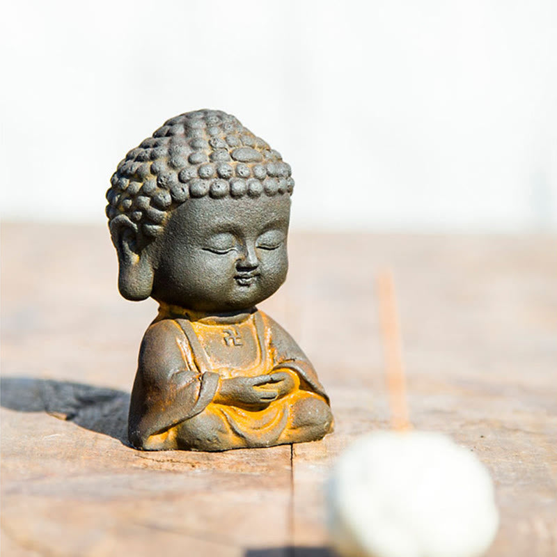 Meditating Buddha Statue – Set of three in a row, meditation fearlessness and prayer, holistic collection