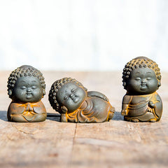 Cute Buddha Statue Set – lying reclining Buddha pose, restful sleep and relaxation sculpture