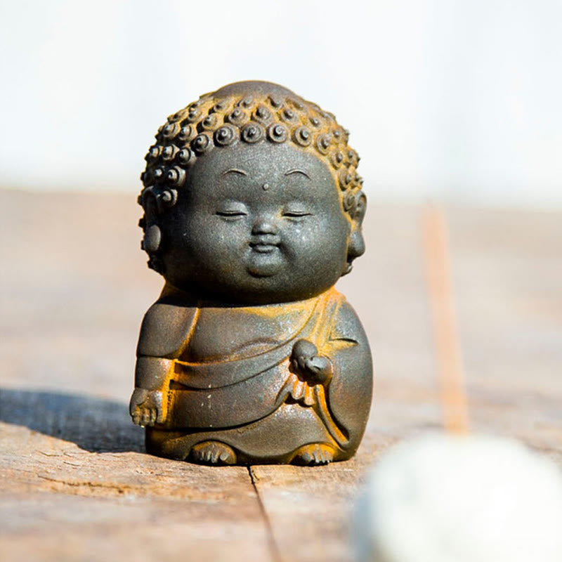 Cute Buddha Statue Set – seated Buddha hand mudra detail, teaching and protection gesture