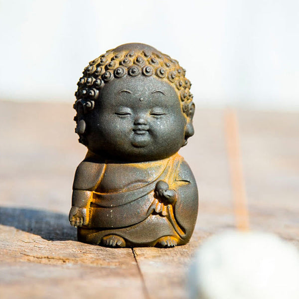 Cute Buddha Statue Set – seated Buddha hand mudra detail, teaching and protection gesture