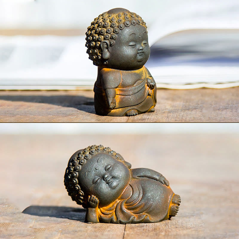 Cute Buddha Statue Set – individual heights 8cm to 10cm, small collectible size specifications
