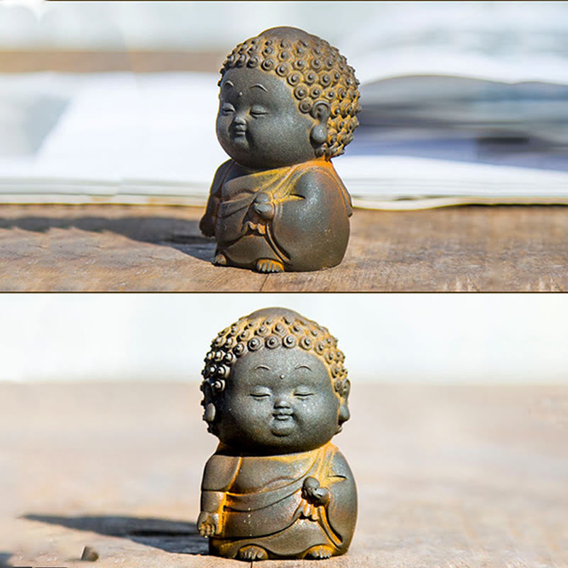 Cute Buddha Statue Set – total weight 550g, substantial feel for small decorative figurines