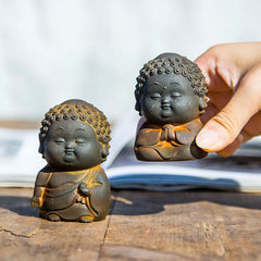 Cute Buddha Statue Set – seated meditation Buddha, lotus position mindfulness miniature art