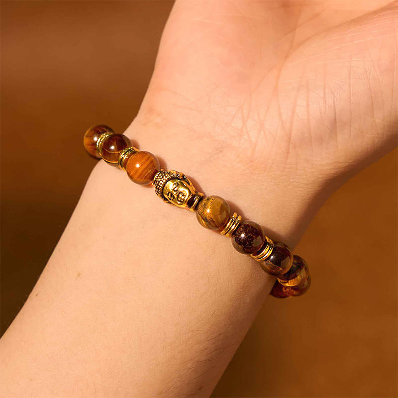 Pulsera de Ojo de Tigre Azul Verde Rojo Buda | Equilibrio y Fuerza
