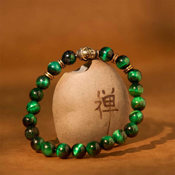 Red Tiger Eye Buddha Bracelet – gift wrapped with red ribbon, Valentine's present