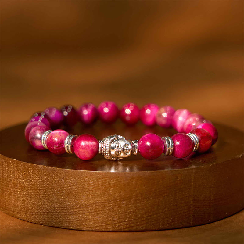 Pulsera de Ojo de Tigre Azul Verde Rojo Buda | Equilibrio y Fuerza