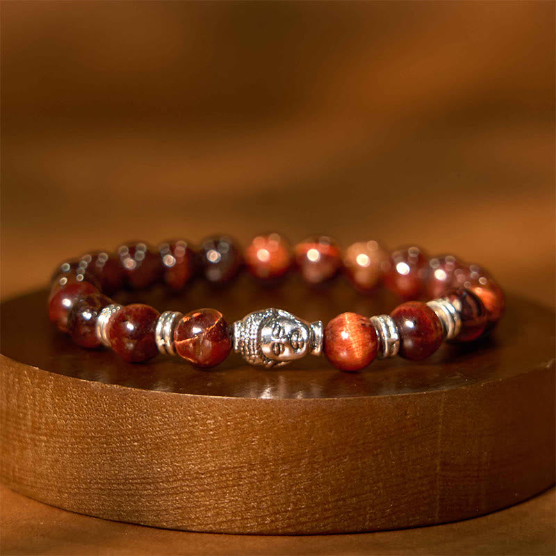 Pulsera de Ojo de Tigre Azul Verde Rojo Buda | Equilibrio y Fuerza