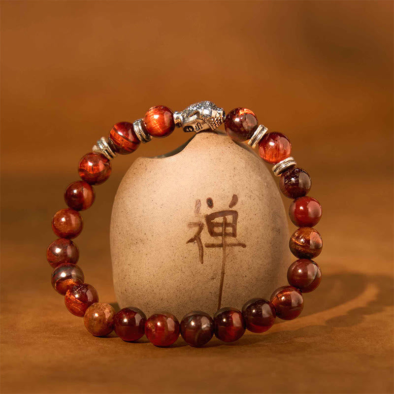 Pulsera de Ojo de Tigre Azul Verde Rojo Buda | Equilibrio y Fuerza