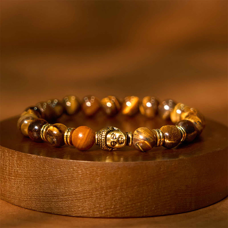 Pulsera de Ojo de Tigre Azul Verde Rojo Buda | Equilibrio y Fuerza