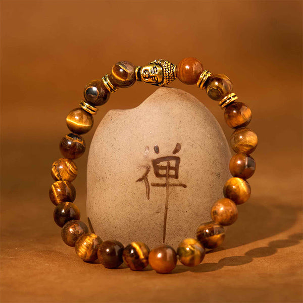 Product 1028: Blue Green Red Tiger Eye Buddha Bracelet