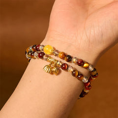 Colorful Tiger Eye Lotus Multi-Circle Bracelet - double strands of tiger eye on wrist, Balance