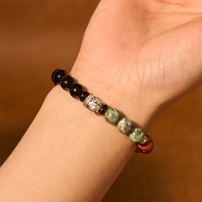 Multi-Gemstone Buddha Bracelet – multiple colorways side by side, variety collection