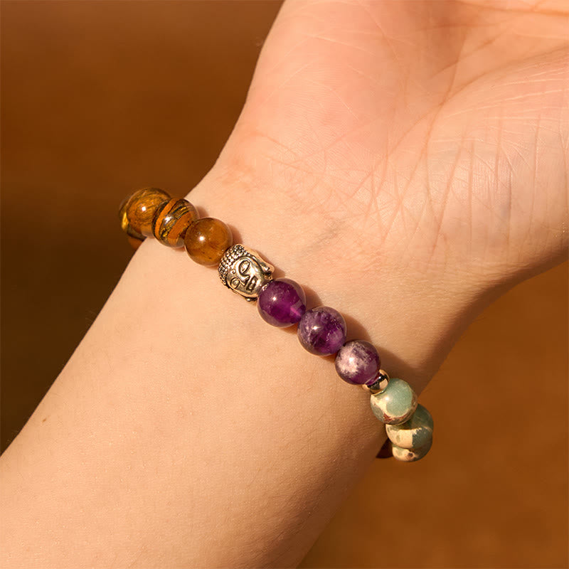 Multi-Gemstone Buddha Bracelet – bead types labeled, gemstone identification chart