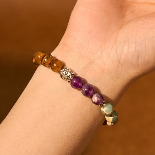 Multi-Gemstone Buddha Bracelet – bead types labeled, gemstone identification chart