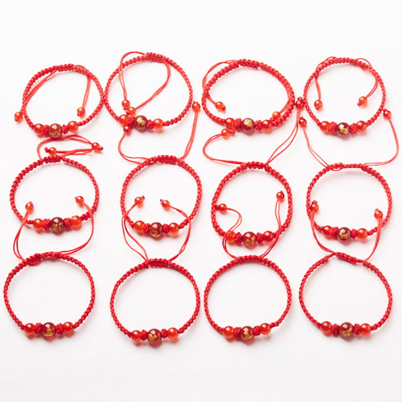 Red Agate Zodiac Red String Bracelet – twelve bracelet set grid layout wholesale, Complete