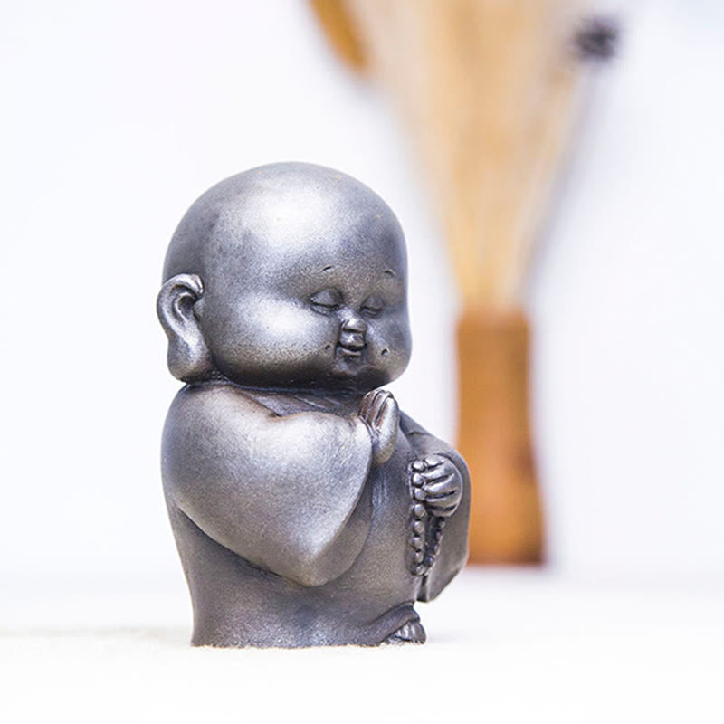 Little Monk Iron Powder Resin Statue – different rust shade options, light medium dark patina