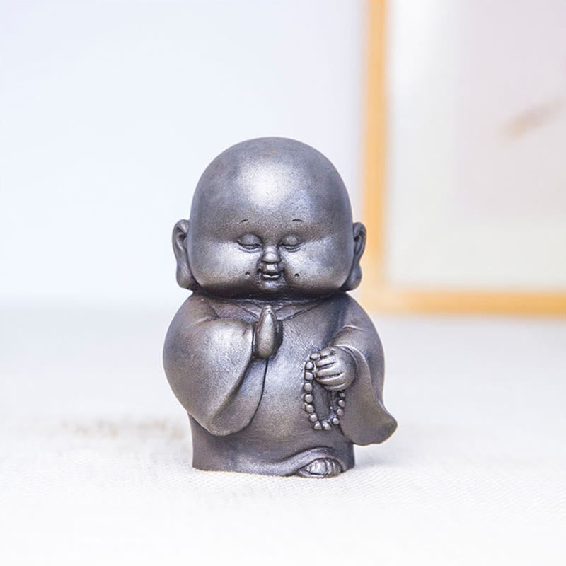 Little Monk Iron Powder Resin Statue – weight 320g, solid resin feel not hollow cheap material