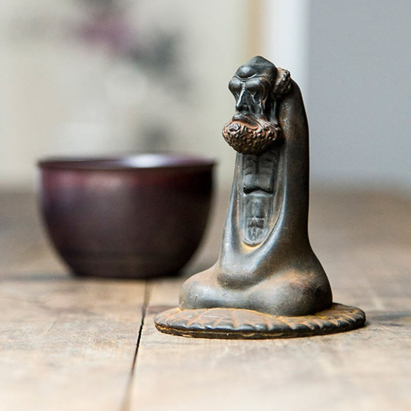Bodhidharma Iron Powder Resin Statue – full body meditating posture, hands hidden in sleeves mudra